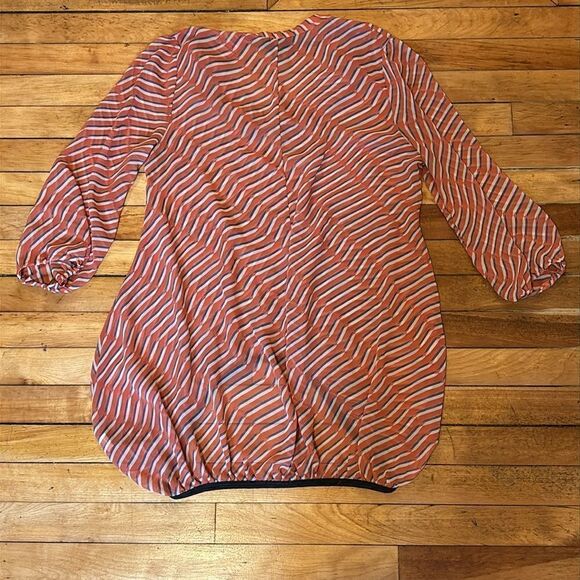 Ovi Women’s orange stripe Sheer Elastic Hem Cover Up Swim wear Blouse Size m - Picture 6 of 6